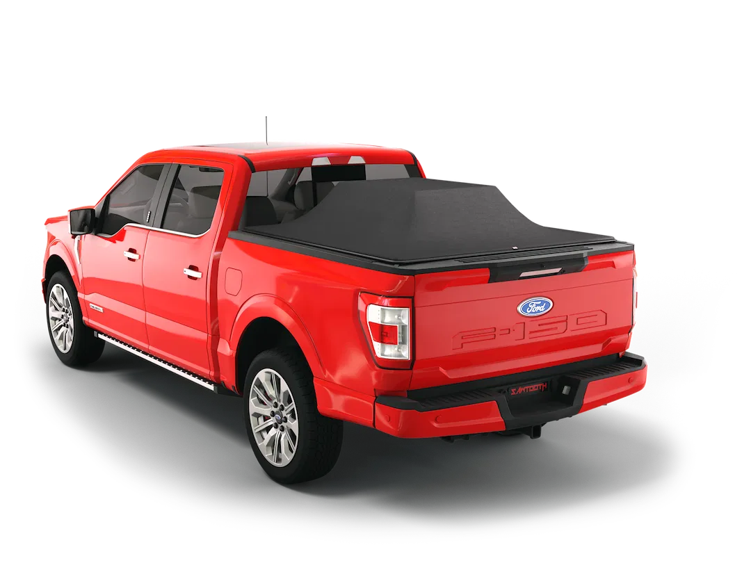 TF1145-01 – SAWTOOTH Tonneau Cover, Soft Roll-Up Hook And Loop Non-Lockable Matte Black Textile Composite Expandable ...